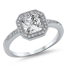 Load image into Gallery viewer, Sterling Silver Rhombus Shaped Clear CZ RingAnd Face Height 6mm
