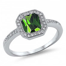 Load image into Gallery viewer, Sterling Silver Emerald Rhombus Shaped Clear CZ RingAnd Face Height 6mmAnd Band Width 2mm