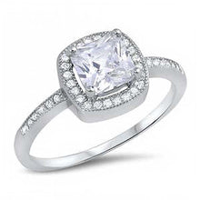 Load image into Gallery viewer, Sterling Silver Square Shaped Clear CZ RingAnd Face Height 7mmAnd Band Width 2mm