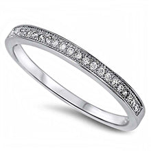 Load image into Gallery viewer, Sterling Silver Plain Wedding Band With Clear CZ RingAnd Band Width 2mm