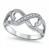 Sterling Silver Infinity Ring with Twisted Split BandAnd Face Height of 8MM