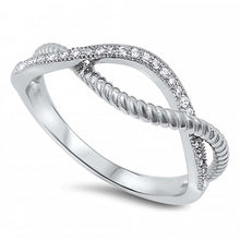 Load image into Gallery viewer, Sterling Silver Rhodium Plated Infinity Shaped Clear CZ RingAnd Face Height 7mm