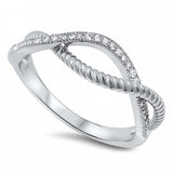 Sterling Silver Rhodium Plated Infinity Shaped Clear CZ RingAnd Face Height 7mm