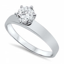 Load image into Gallery viewer, Sterling Silver Round Shaped Clear CZ RingAnd Face Height 7mm