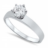 Sterling Silver Round Shaped Clear CZ RingAnd Face Height 7mm