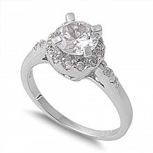 Load image into Gallery viewer, Sterling Silver Round Shaped .925 Clear CZ RingAnd Face Height 10mm