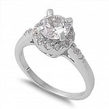 Sterling Silver Round Shaped .925 Clear CZ RingAnd Face Height 10mm