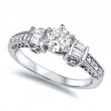 Load image into Gallery viewer, Sterling Silver Round And Square Shaped Clear CZ RingAnd Face Height 7mm