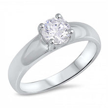 Load image into Gallery viewer, Sterling Silver Rhodium Plated Round Shaped Clear CZ RingAnd Face Height 6mm