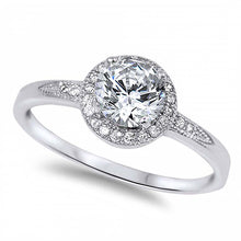 Load image into Gallery viewer, Sterling Silver Round Shaped Clear CZ RingAnd Face Height 8mm