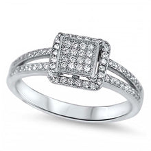 Load image into Gallery viewer, Sterling Silver Rhodium Plated Square Shaped Clear CZ RingAnd Face Height 8mm