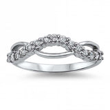 Sterling Silver Infinity Shaped Journey Clear CZ RingAnd Face Height 5mm