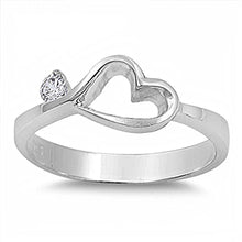 Load image into Gallery viewer, Sterling Silver Centered Heart with Small Simulated Diamonds on the Side with Face Height of 7 mm