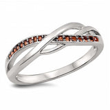 Sterling Silver Infinity Shaped Garnet CZ RingAnd Face Height 5mm