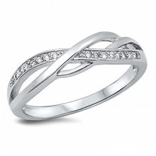 Load image into Gallery viewer, Sterling Silver Stylish Infinity Design Inlaid with Clear Czs RingAnd Face Height of 5MM