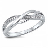 Sterling Silver Stylish Infinity Design Inlaid with Clear Czs RingAnd Face Height of 5MM