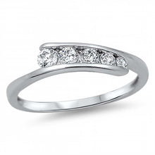 Load image into Gallery viewer, Sterling Silver Fancy Band with 5 Round Cut Czs Journey RingAnd Face Height of 4MM
