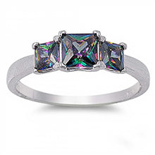 Load image into Gallery viewer, Sterling Silver Triple Rainbow Topaz CZ RingAnd Face Height 6mm