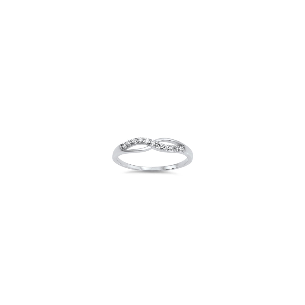 Sterling Silver Infinity Shaped Clear CZ RingAnd Face Height 4mm