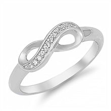 Load image into Gallery viewer, Sterling Silver Classy Infinity Ring with Multi Simulated Diamonds with Face Height of 6MM