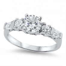 Load image into Gallery viewer, Sterling Silver Triple Rounds Shaped Clear CZ RingAnd Face Height 7mm