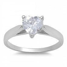 Load image into Gallery viewer, Sterling Silver Heart Shaped Clear CZ RingAnd Face Height 7mm