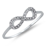 Sterling Silver Classy Thin Simulated Diamond Pave Infinity Ring with Face Height of 5MM