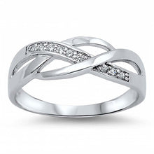 Load image into Gallery viewer, Sterling Silver Stylish Infinity Ring Embedded with Clear Cz StonesAnd Face Height of 6MM