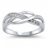 Sterling Silver Stylish Infinity Ring Embedded with Clear Cz StonesAnd Face Height of 6MM