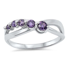 Load image into Gallery viewer, Sterling Silver Fancy Infinity Design with Amethyst Czs Journey RingAnd Face Height of 5MM