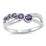 Sterling Silver Fancy Infinity Design with Amethyst Czs Journey RingAnd Face Height of 5MM