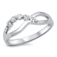 Load image into Gallery viewer, Sterling Silver Journey Shaped Clear CZ RingAnd Face Height 5mm