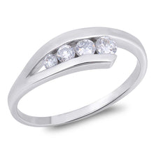 Load image into Gallery viewer, Sterling Silver Curve Shaped Round Clear CZ RingAnd Face Height 5mm