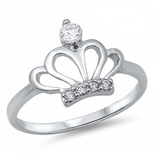 Load image into Gallery viewer, Sterling Silver Modish Crown Design with Clear Czs RingAnd Face Height of 11MM