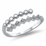 Sterling Silver Stylish Multi-Diamond Prong Shaped with Clear Czs Bypass Band RingAnd Face Height of 4MM