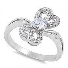 Load image into Gallery viewer, Sterling Silver Ribbon Shaped Clear CZ RingAnd Face Height 14mm