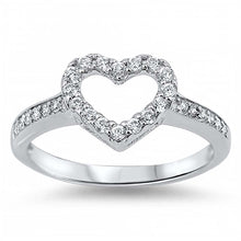 Load image into Gallery viewer, Sterling Silver Modish Cut-Out Heart Design with Clear Czs Inlaid RingAnd Face Height of 9MM