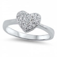 Load image into Gallery viewer, Sterling Silver Modish Heart Design with Micro Paved Clear Czs Inlaid RingAnd Face Height of 8MM