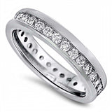Sterling Silver Round Wedding Band Shaped Clear CZ RingAnd Face Width 4mm