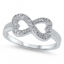 Load image into Gallery viewer, Sterling Silver Fancy Pave Inifinity Heart Ring with Face Heigth of 8MM