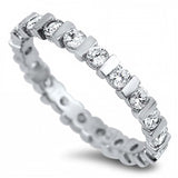 Sterling Silver Classy Multi-Round Cut Clear Czs with Divider In Between Eternity Band RingAnd Face Height of 3MM