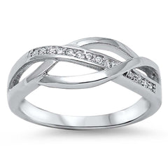 Sterling Silver Infinities Shaped Clear CZ RingAnd Face Height 7mm