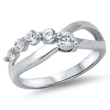 Sterling Silver Journey Clear CZ RingAnd Face Height 6mm