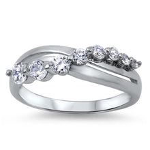 Load image into Gallery viewer, Sterling Silver Journey Shaped Clear CZ RingAnd Face Height 6mm