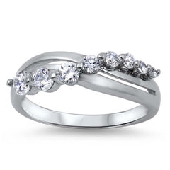 Sterling Silver Journey Shaped Clear CZ RingAnd Face Height 6mm