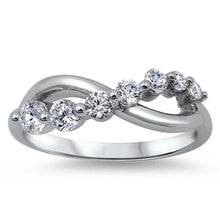 Load image into Gallery viewer, Sterling Silver Journey Shaped Clear CZ RingAnd Face Height 7mm