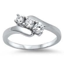 Load image into Gallery viewer, Sterling Silver Three Stones Shaped Clear CZ RingAnd Face Height 8mm