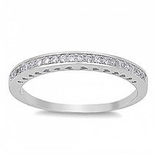 Load image into Gallery viewer, Sterling Silver Round Wedding Band Shaped Clear CZ RingAnd Face Height 2mm