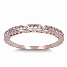 Load image into Gallery viewer, Sterling Silver Rose Gold Classy Eternity Band Ring with Clear Simulated Crystals on Channel SettingAnd Band Width 2 MM