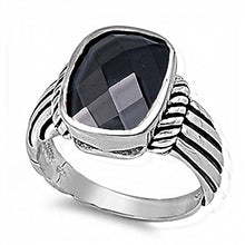 Load image into Gallery viewer, Sterling Silver Spinner And Oval Shaped Black CZ RingAnd Face Height 15mmAnd Weight 7.5grams